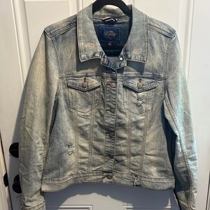 Royalty For Me Light Blue Distressed Denim Jacket